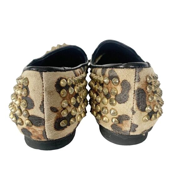 STEVE MADDEN Studly Flats Leather Gold Studs Animal Print Loafer Women's Size 7M - Picture 7 of 11